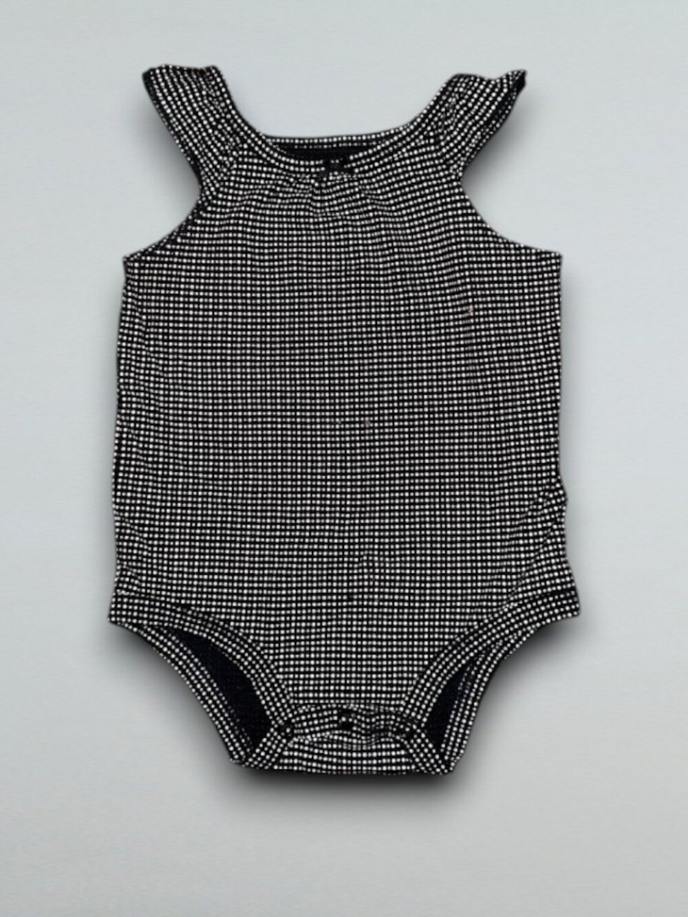 Black White Polka Dot Bodysuit 12M Sleeveless Ruffle Snap Baby Girl